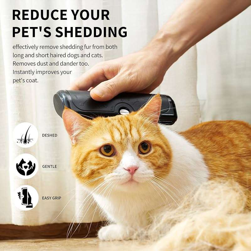 PetPog Deshedding Dog Brush for Shedding, Black | For short and medium coats, replaceable metal blade, helps remove loose fur during home grooming - Image 2