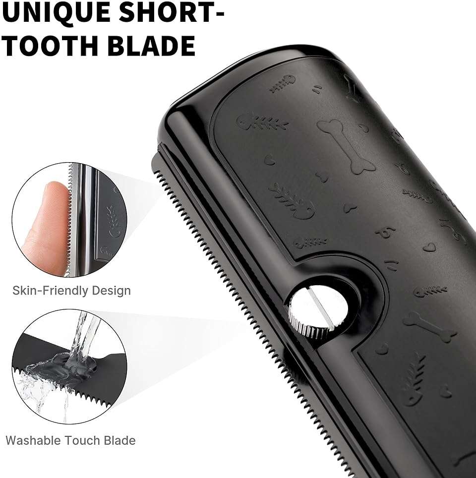 PetPog Deshedding Dog Brush for Shedding, Black | For short and medium coats, replaceable metal blade, helps remove loose fur during home grooming - Image 4