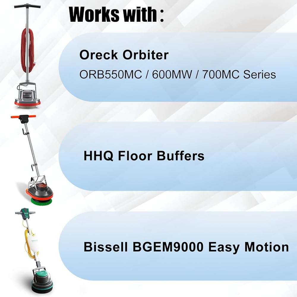 HHQ Commercial Scrub Brush for Orbital Floor Scrubber, Compatible with Oreck Orbiter XL ORB550MC, Bissell BGEM9000, 12" Diameter, Medium-Duty Brush, Blue - Image 2