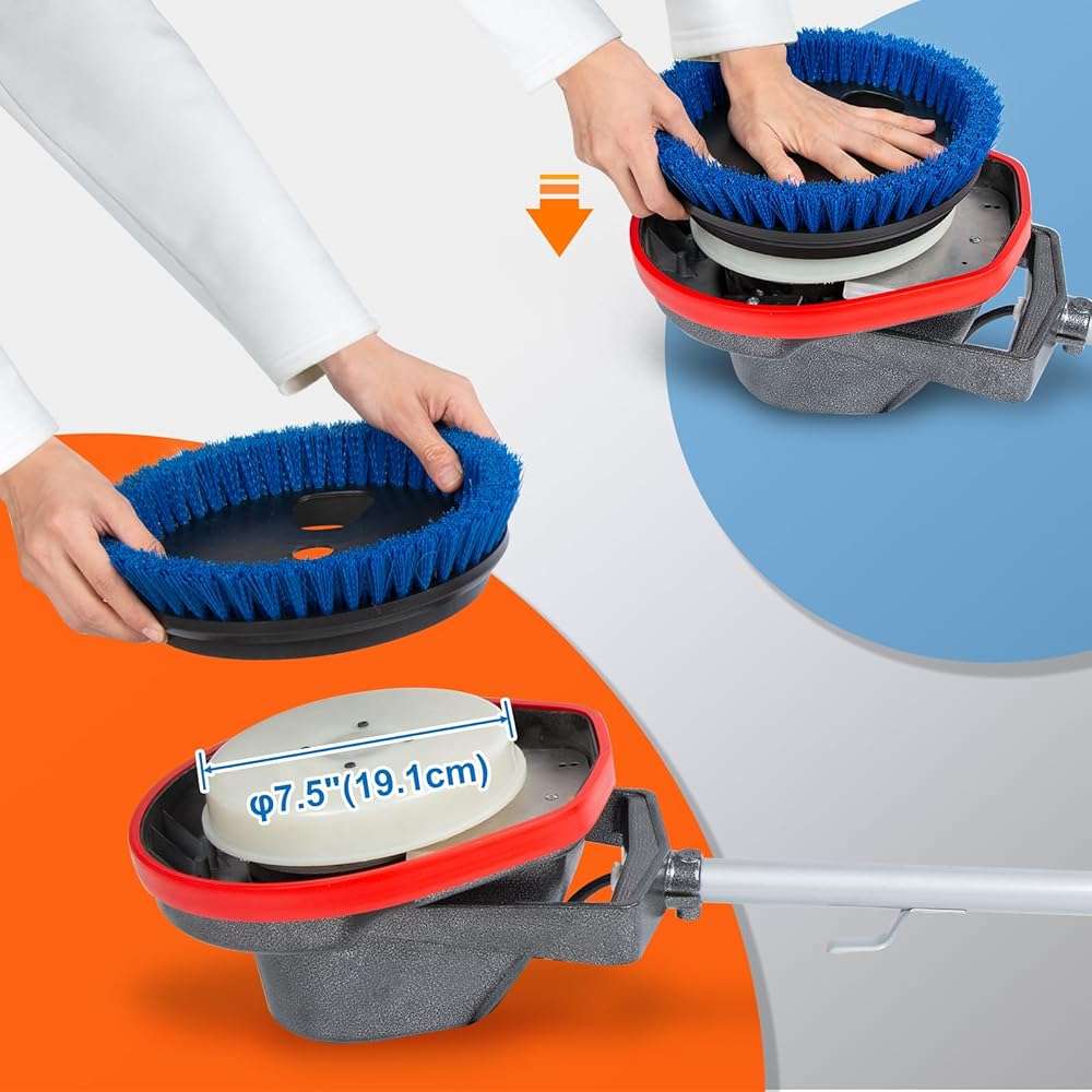 HHQ Commercial Scrub Brush for Orbital Floor Scrubber, Compatible with Oreck Orbiter XL ORB550MC, Bissell BGEM9000, 12" Diameter, Medium-Duty Brush, Blue - Image 3