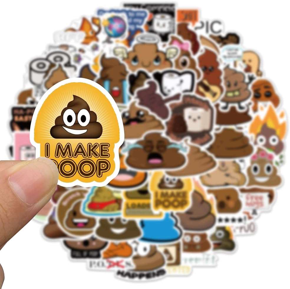60Pcs Funny Poop Stickers, Cartoon Vinyl Waterproof Prank Decals for Laptop, Notebook, Water Bottles, Commode, Cute Gag Gifts Stickers for Kids Bike, Phone, Computer, Travel Case - Image 3