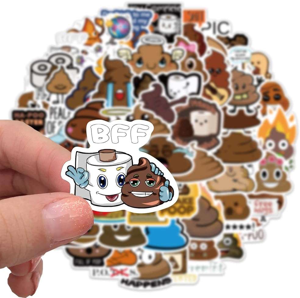 60Pcs Funny Poop Stickers, Cartoon Vinyl Waterproof Prank Decals for Laptop, Notebook, Water Bottles, Commode, Cute Gag Gifts Stickers for Kids Bike, Phone, Computer, Travel Case - Image 4