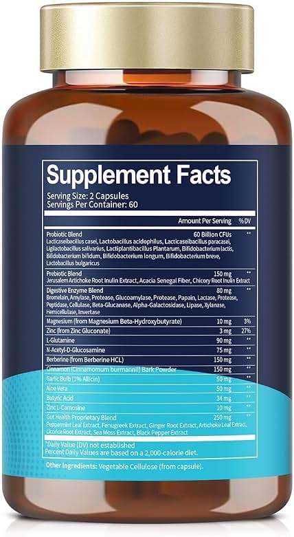 14-in-1 Gut Health with Probiotics, Prebiotics, Postbiotics & Digestive Enzymes for Women & Men, 60 Billion CFU Probiotics for Digestion, Strong Immunity, Skin, Complete Gut Health (120 Capsules) - Image 9