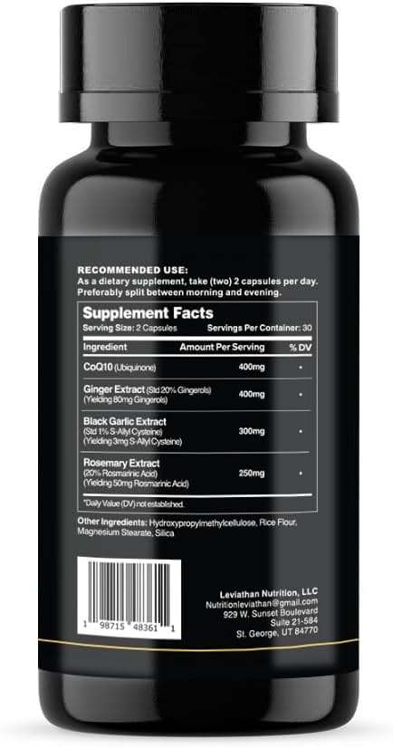 Leviathan Nutrition Vital Heart: with Black Aged Garlic, Rosemary, Ginger, & CoQ10 - Image 4