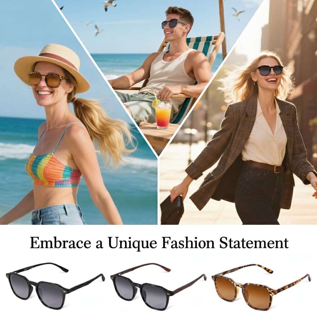 LADEESSE Reading Sunglasses for Women, Stylish Reading Glasses, Lightweight Square Readers for Men & Women - Image 3