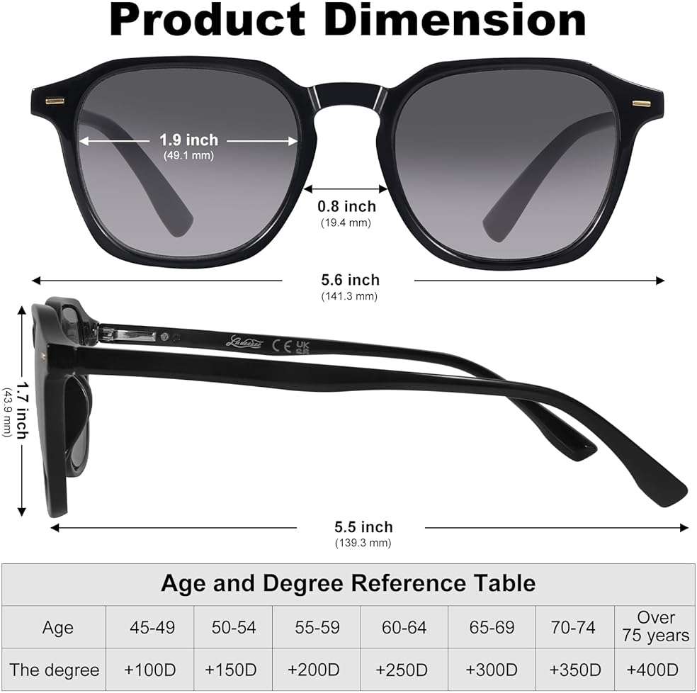 LADEESSE Reading Sunglasses for Women, Stylish Reading Glasses, Lightweight Square Readers for Men & Women - Image 5