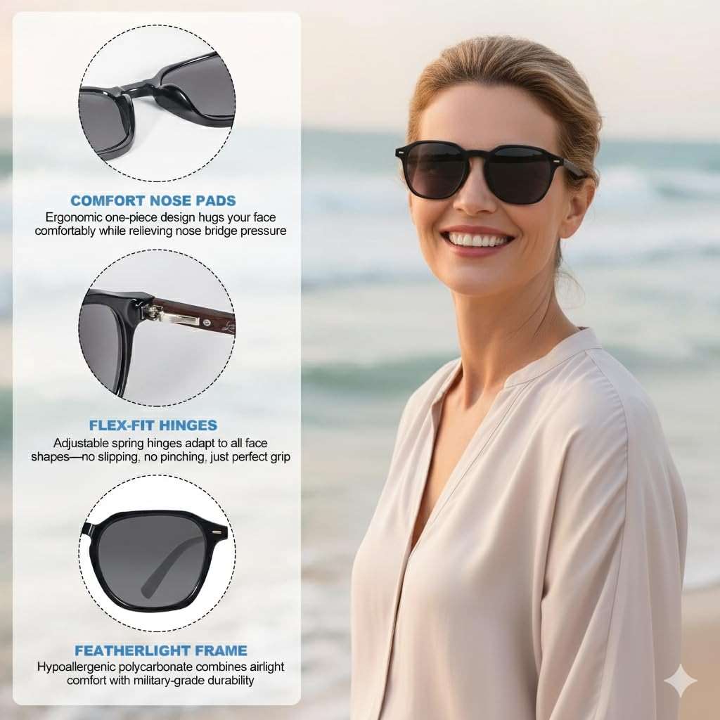 LADEESSE Reading Sunglasses for Women, Stylish Reading Glasses, Lightweight Square Readers for Men & Women - Image 6
