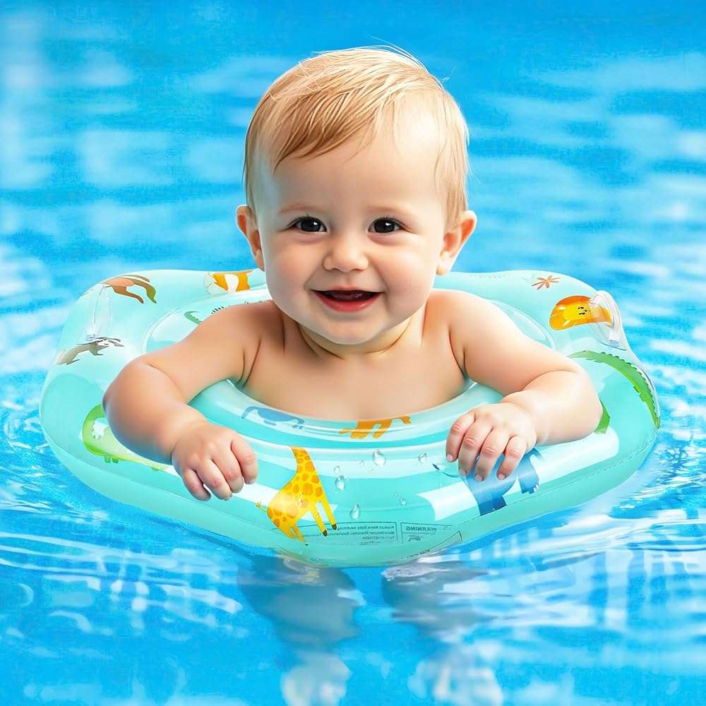 Zooawa Baby Swimming Floats with Adjustable Seat,PVC Double-Layer Inflatable Baby Infant Pool Floats for Toddlers - Image 1