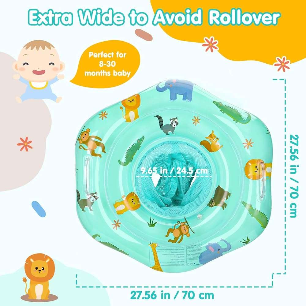 Zooawa Baby Swimming Floats with Adjustable Seat,PVC Double-Layer Inflatable Baby Infant Pool Floats for Toddlers - Image 4