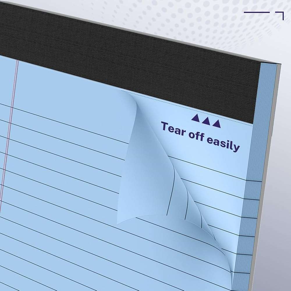 5 Pack Wide Legal Pads 11" x 9.5" Landscape Pink Purple Blue Green Yellow College Ruled Note Pad Narrow Ruled 30 Sheets per Notepad Perforated Writing Paper Thick Backboard Horizontal Pads of Paper - Image 6