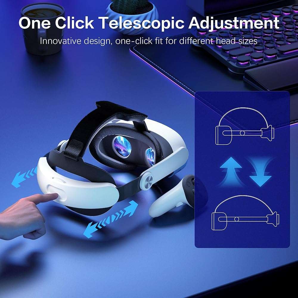 WOUNMTT Head Strap for Oculus Meta Quest 3S Quest 3, Fashion Adjustable Comfort Enhanced Support VR Headset Accessories Strap No Battery Reduce Facial Stress and Gaming Immersion - Image 5