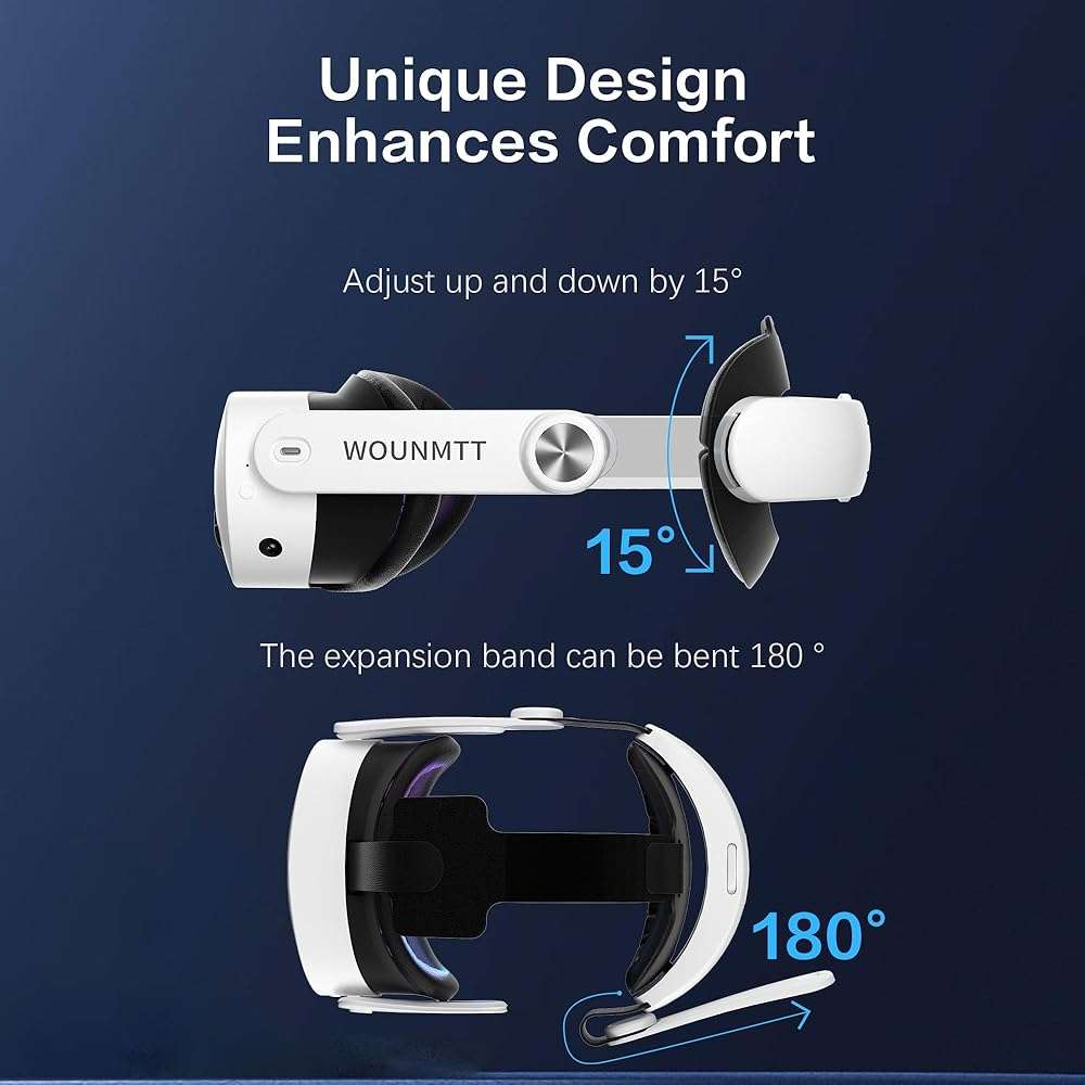 WOUNMTT Head Strap for Oculus Meta Quest 3S Quest 3, Fashion Adjustable Comfort Enhanced Support VR Headset Accessories Strap No Battery Reduce Facial Stress and Gaming Immersion - Image 8