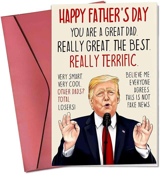 Pawzity Funny Fathers Day Card - Happy Father's Day Cards for Dad from Daughter, Son, Kids, Toddler - Funny Fathers Days Cards for Dad, Daddy - Single 5.3''x 8'' Folded Card with Red Envelope - Image 1