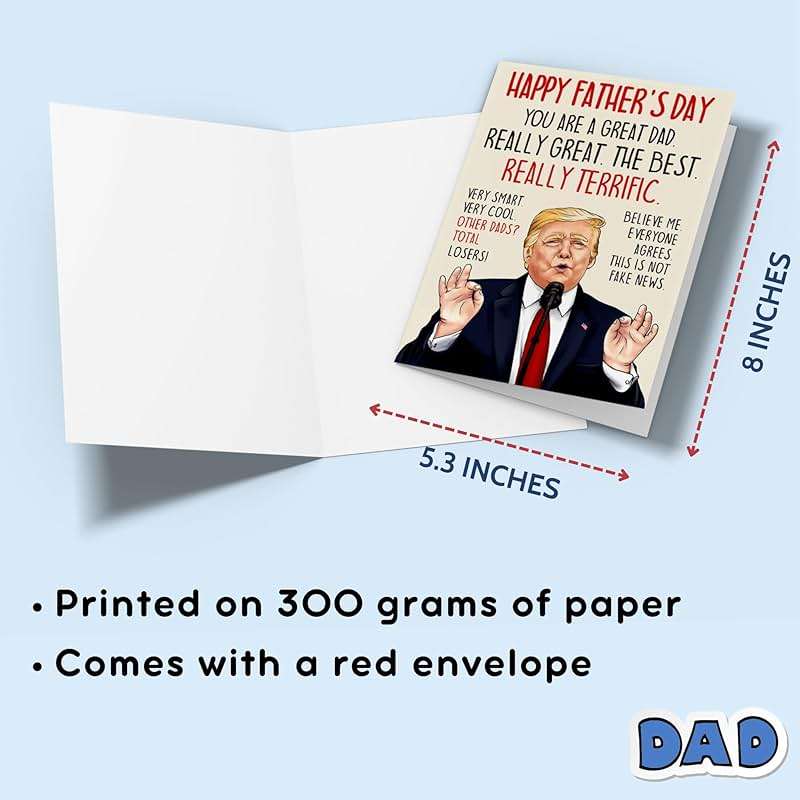 Pawzity Funny Fathers Day Card - Happy Father's Day Cards for Dad from Daughter, Son, Kids, Toddler - Funny Fathers Days Cards for Dad, Daddy - Single 5.3''x 8'' Folded Card with Red Envelope - Image 3