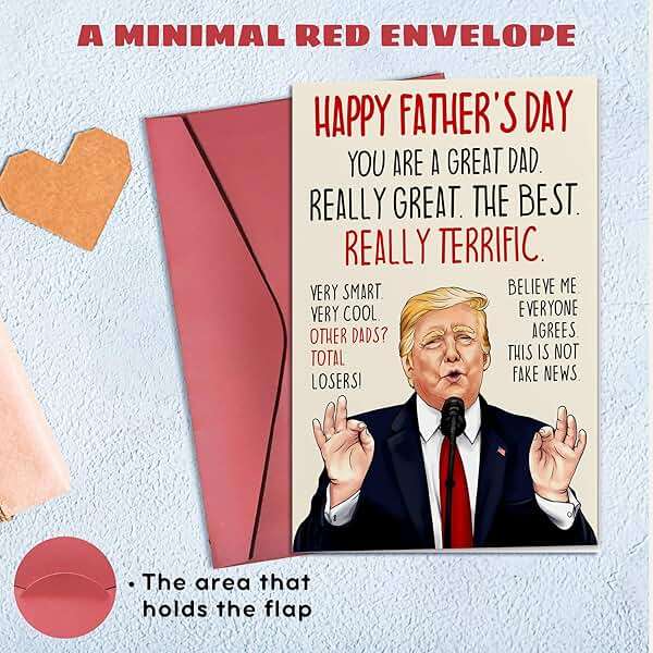 Pawzity Funny Fathers Day Card - Happy Father's Day Cards for Dad from Daughter, Son, Kids, Toddler - Funny Fathers Days Cards for Dad, Daddy - Single 5.3''x 8'' Folded Card with Red Envelope - Image 6