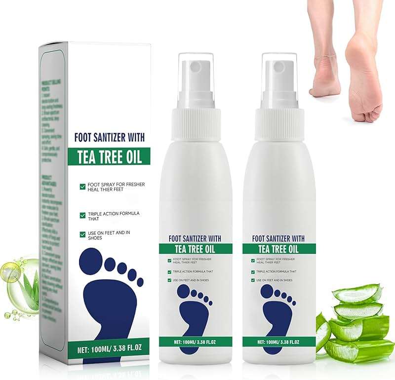 2pcs Foot Spray with Tea Tree Oil, Tea Tree Oil Foot Spray, Foot & Shoe Freshness, Clear Foot Sanitizer Spray, Quick-Drying and Travel-Friendly, 100ml/3.38fl.oz - Image 1