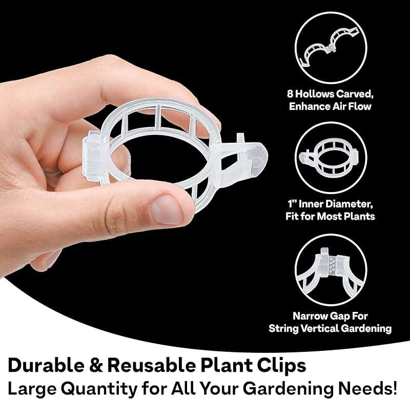 180 Pcs Plant Support Clips, Clear Plastic Trellis Clips, Garden Clips, Vegetable Clips, Vine Tomato Clips for Plants Support, Plant Clips for Climbing Plants to Grow Upright & Healthier - RamPro - Image 4