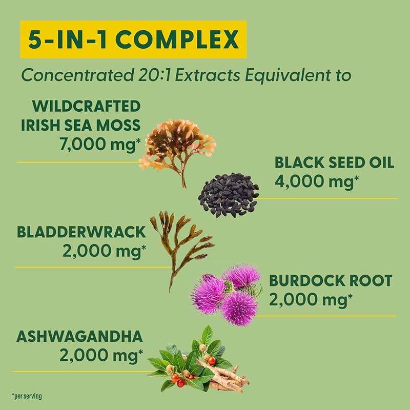 MegaFood Sea Moss Complex - Irish Sea Moss 7000mg Per Serving Plus Black Seed Oil, Burdock Root, Bladderwrack & Ashwagandha - Vegan Gut Health & Immune Support Supplement, 120 Capsules, 60 Servings - Image 4