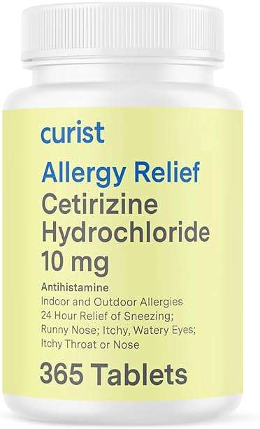 Curist Cetirizine Hydrochloride 10mg Tablet (365 Count) Effective Allergy Medicine with 24 Hour Relief of Runny Nose, Sneezing Relief, Itchy Throat Relief, & Runny Eyes - Antihistamines for Adults - Image 1