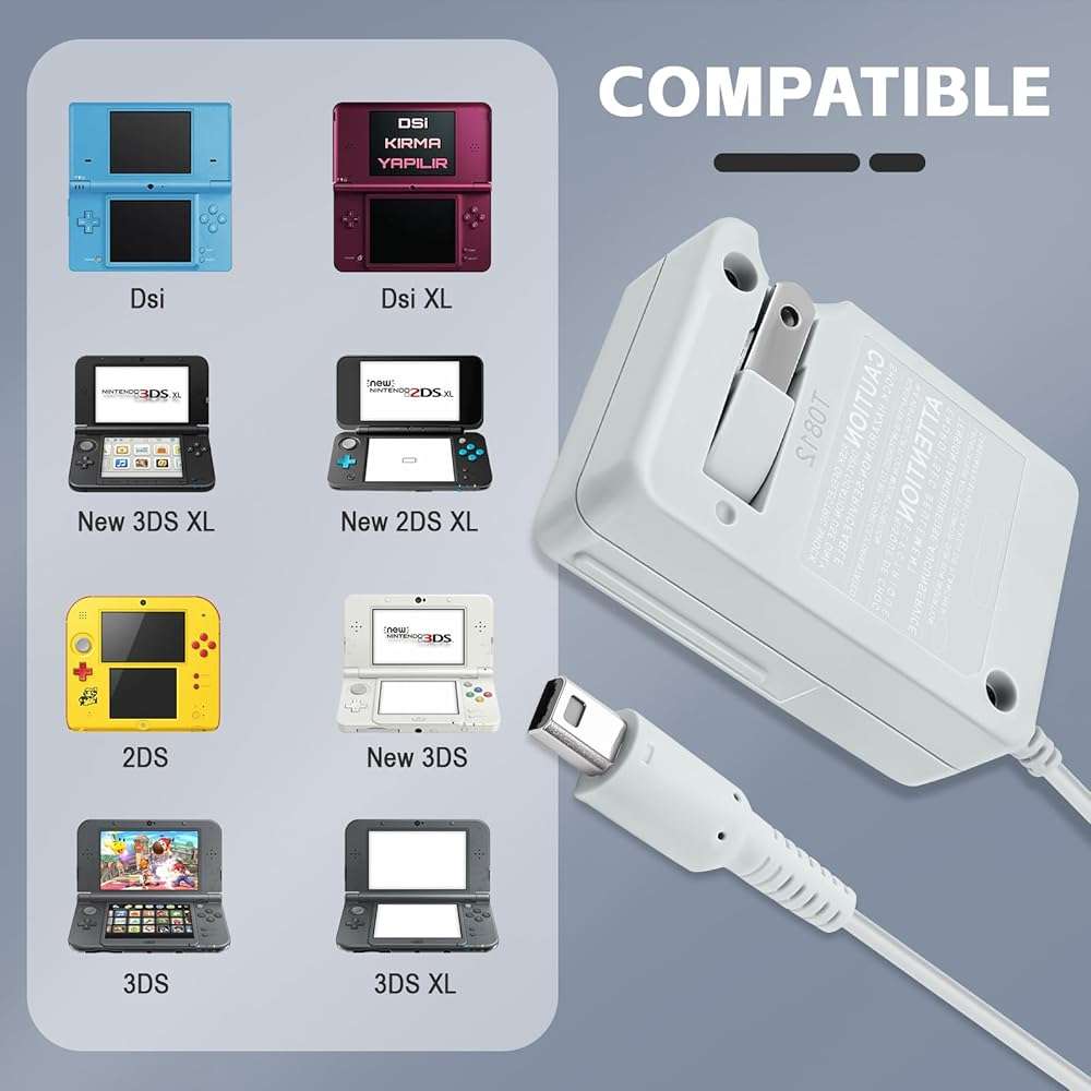 3DS Charger for Nintendo 3DS/ DSi/DSi XL/ 2DS/ 2DS XL/New 3DS 100-240V Wall Plug Adapter - Image 2