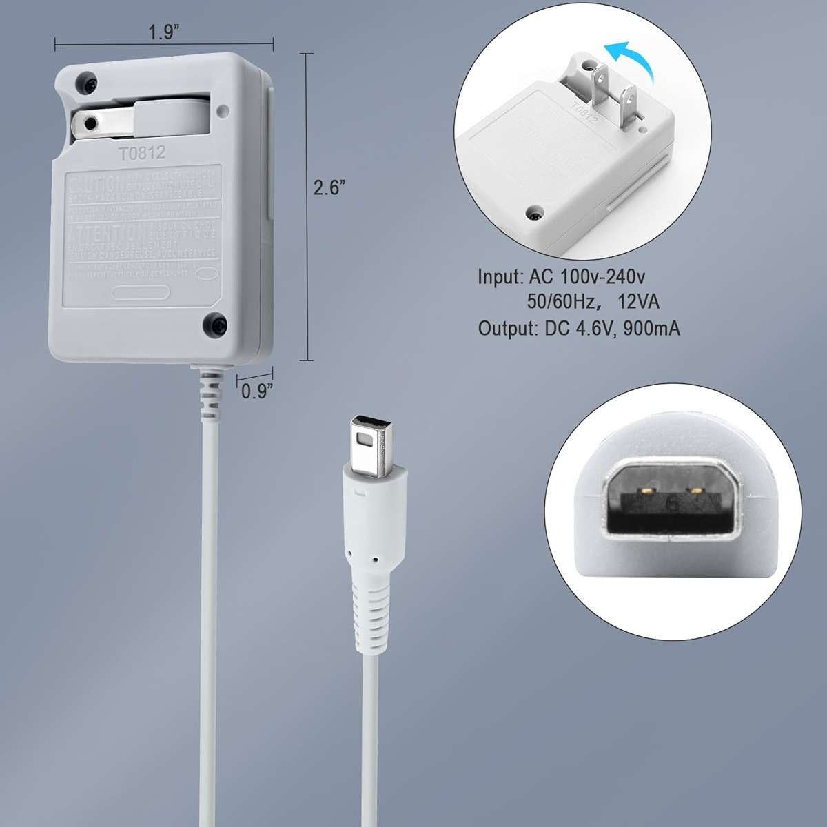 3DS Charger for Nintendo 3DS/ DSi/DSi XL/ 2DS/ 2DS XL/New 3DS 100-240V Wall Plug Adapter - Image 3
