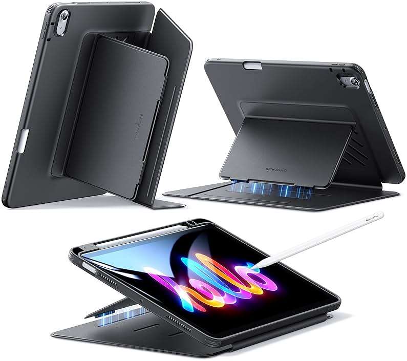 ESR for iPad Air 11 Inch Case M4/M3/M2 (2026/2025/2024), iPad Air 5th/4th Gen Case (2022/2020), Vertical Stand Cover with Pencil Holder, Ultra-Stable Cover, Multi Stand Angles, Flip Series, Black - Image 1