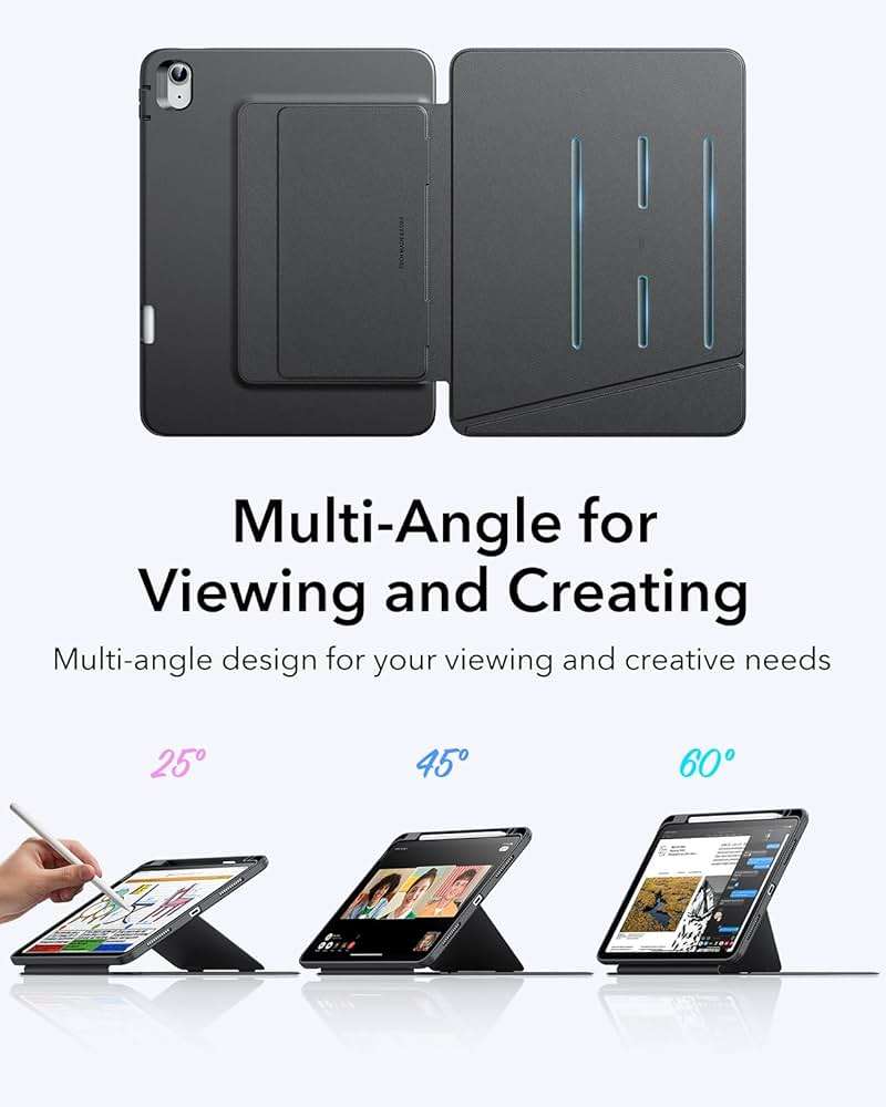 ESR for iPad Air 11 Inch Case M4/M3/M2 (2026/2025/2024), iPad Air 5th/4th Gen Case (2022/2020), Vertical Stand Cover with Pencil Holder, Ultra-Stable Cover, Multi Stand Angles, Flip Series, Black - Image 4