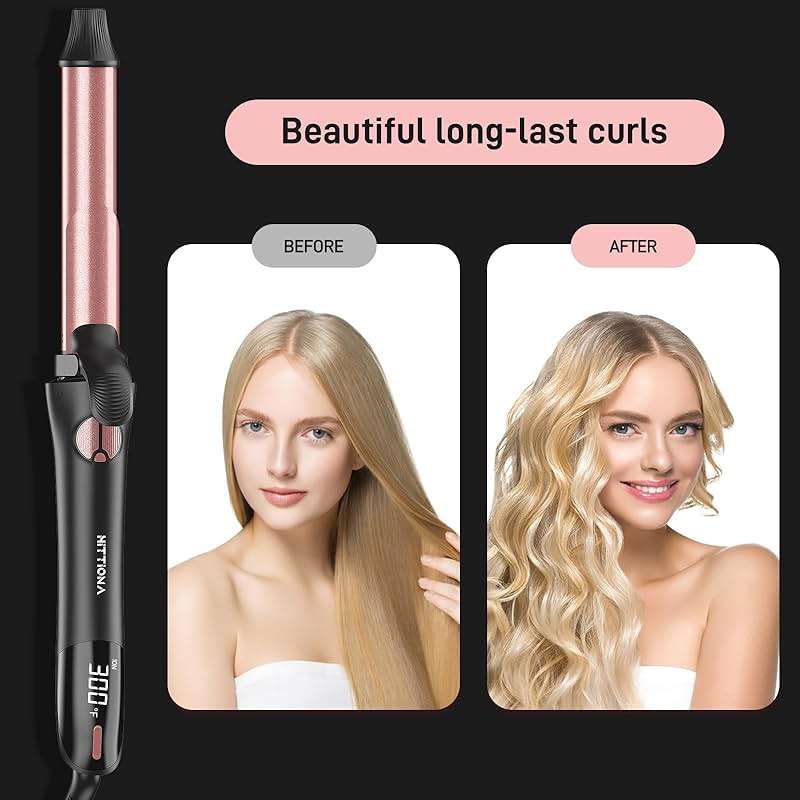 Rotating Curling Iron - 3 in1 Automatic Curling Iron with Interchangeable CurlingWand, 3/4, 1 1/4, 1 Inch CurlingIron for Lasting Beach Waves, Adjustable Temp, Instant Heat, Dual Voltage (Black) - Image 7