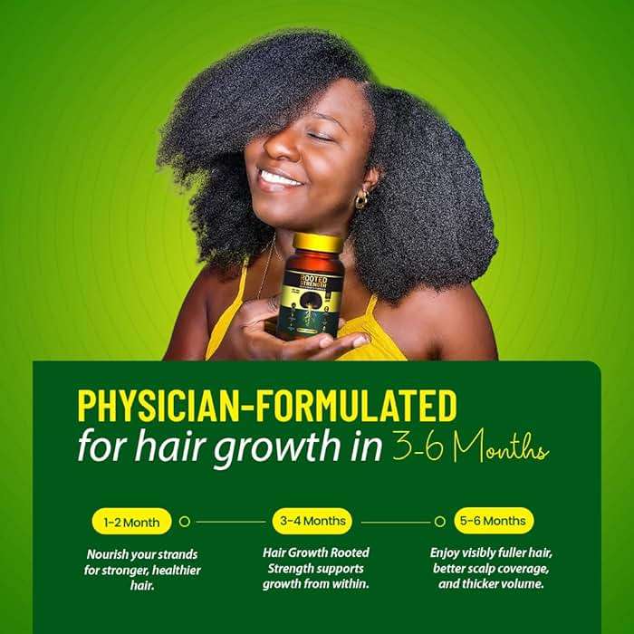 Rooted Strength Hair Growth Vitamins – Hair Vitamins for Black Women & Men with DHT Blocker & Collagen, Advanced Biotin for Hair Growth Women, 60 Capsules, 1-Month Supply, for Thicker, Stronger Hair - Image 4