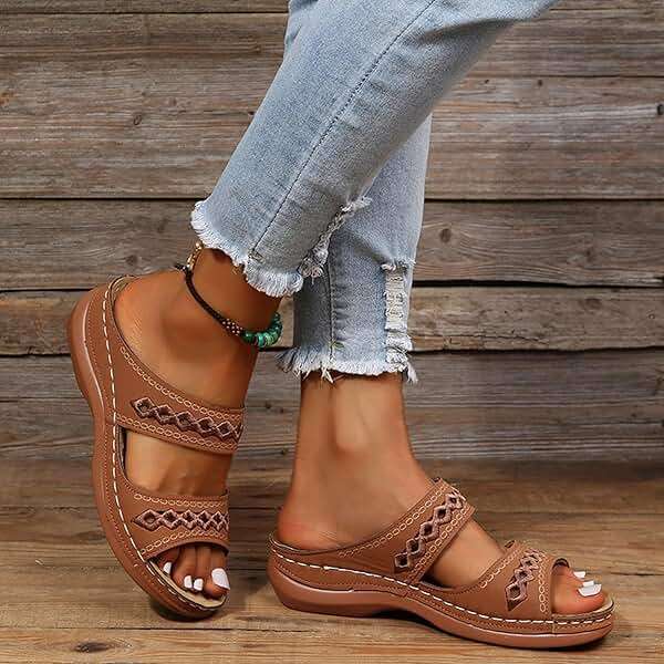 Orthopedic Wedge Sandals for Women 2025 Comfortable Dressy Summer Open Toe Platform Sandals Casual Slip on Beach Flats Outdoor flip flops Shoes - Image 2