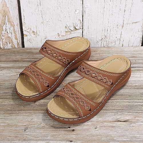 Orthopedic Wedge Sandals for Women 2025 Comfortable Dressy Summer Open Toe Platform Sandals Casual Slip on Beach Flats Outdoor flip flops Shoes - Image 3