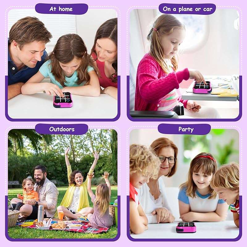 Tic Tac Toe, 4 in 1 Handheld Educational Game Machine, Electronic Tic Tac Toe Game for Education and Memory Growth, Home, Toy Board Game for Kids and Adults (Purple) - Image 6