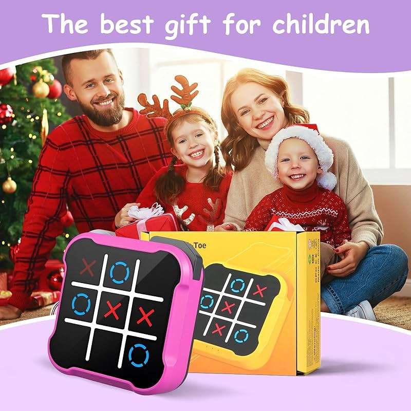 Tic Tac Toe, 4 in 1 Handheld Educational Game Machine, Electronic Tic Tac Toe Game for Education and Memory Growth, Home, Toy Board Game for Kids and Adults (Purple) - Image 7