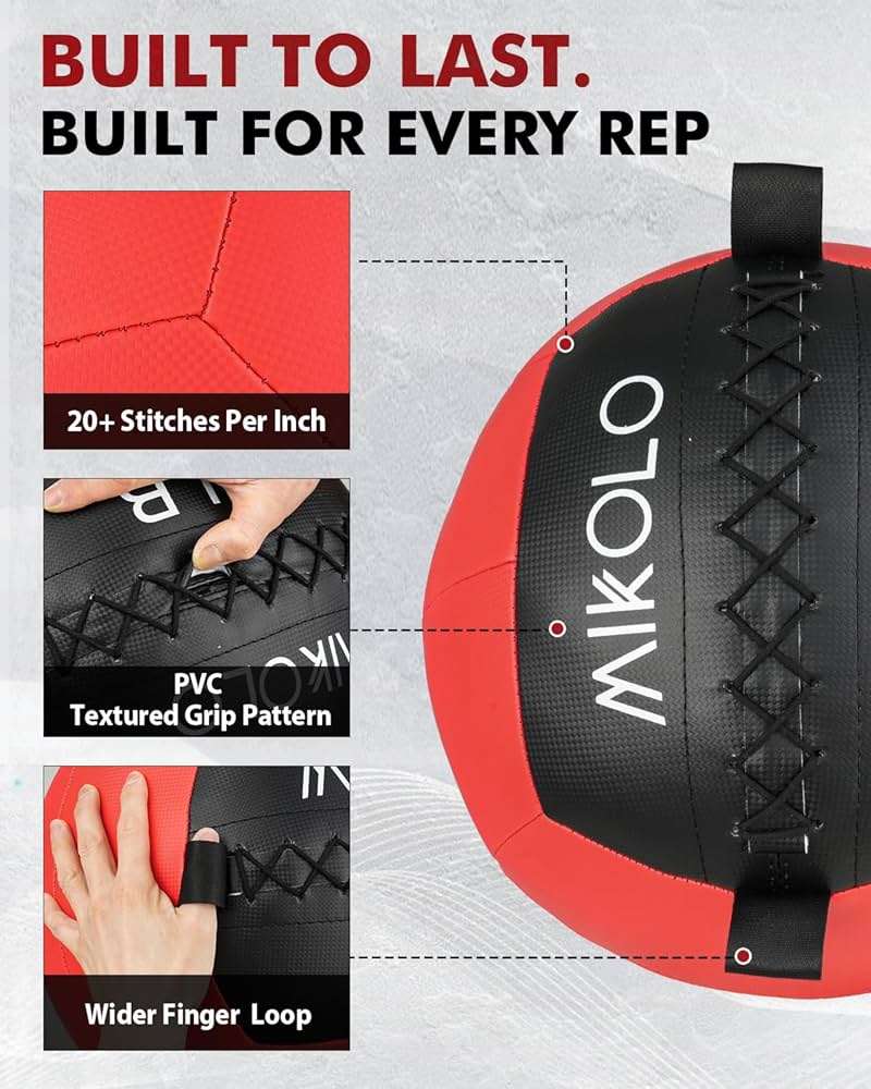 Mikolo Medicine Ball, Wall Ball,Soft Medicine Ball Set,Slam Ball for Core Training, Strength Workouts -Multi-Weight 10lbs 20lbs Exercise Balls for Home Gym, Functional Fitness (10/15/20/25LB) - Image 4