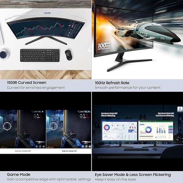 Samsung 32-inch S3 (S39GD) FHD 100Hz Curved Monitor, Game Mode, Eye Saver Mode, Multiple Connectivity with HDMI Port, Built-In Speakers, LS32D396GANXZA, 2025 - Image 8