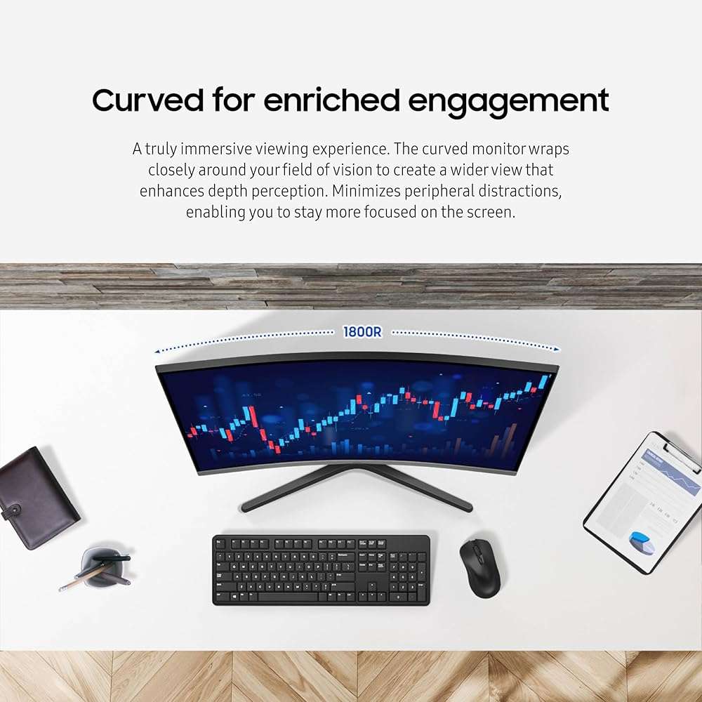 Samsung 27-inch S3 (S39GD) FHD 100Hz Curved Monitor, Game Mode, Eye Saver Mode, Multiple Connectivity with HDMI Port, Built-in Speakers, LS27D396GANXZA, 2025 - Image 4