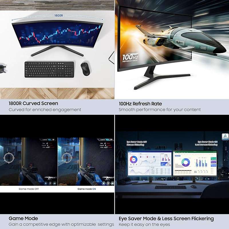 Samsung 27-inch S3 (S39GD) FHD 100Hz Curved Monitor, Game Mode, Eye Saver Mode, Multiple Connectivity with HDMI Port, Built-in Speakers, LS27D396GANXZA, 2025 - Image 7