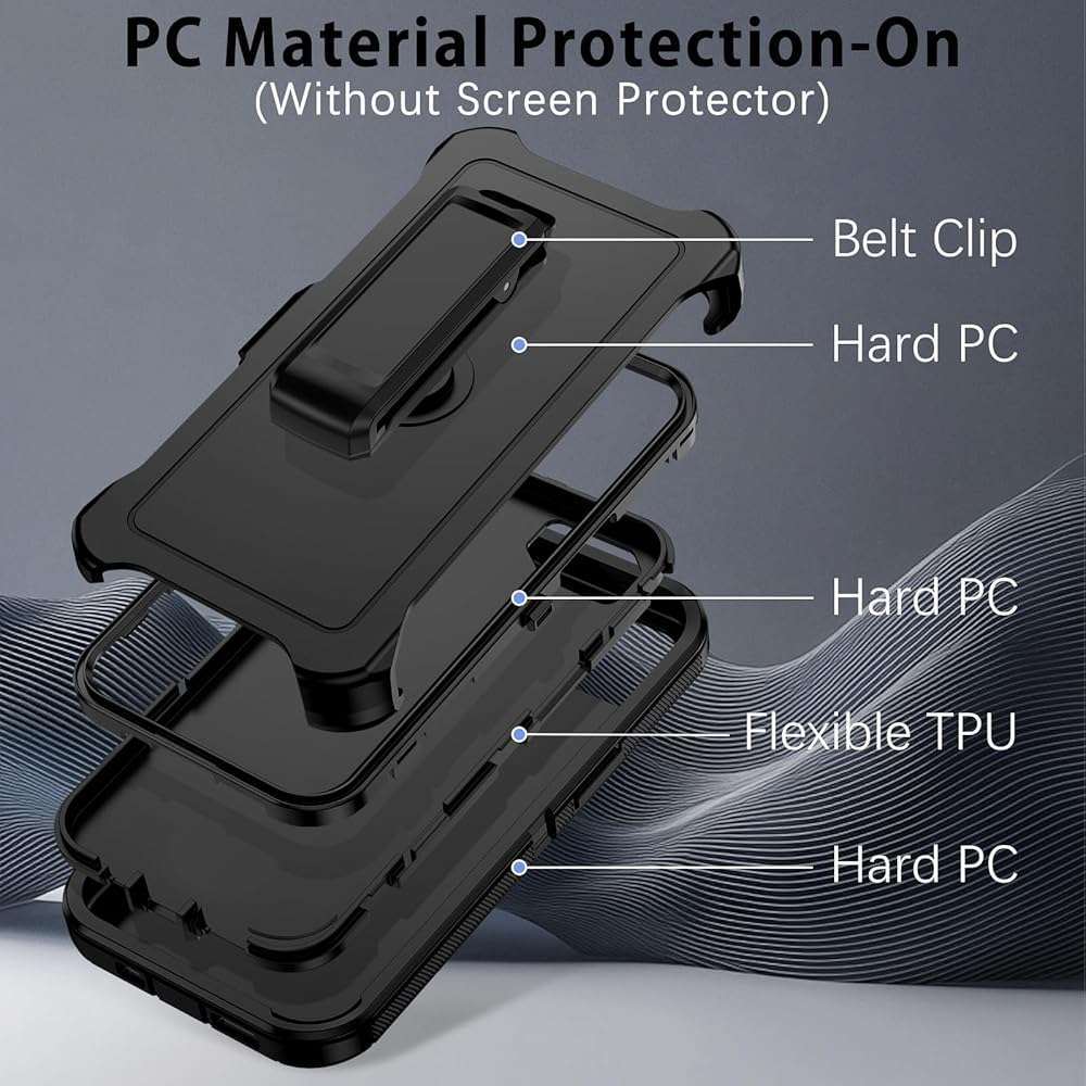 DUEDUE for iPhone 17E/16E Case with Belt Clip Holster, Military Grade Shockproof 3-Layer Heavy Duty Cover Full Body Protective Rugged Phone Cases for Apple iPhone 17E/16E 6.1", Black - Image 2