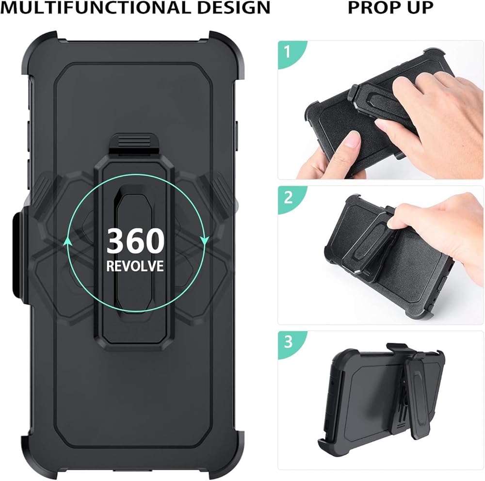 DUEDUE for iPhone 17E/16E Case with Belt Clip Holster, Military Grade Shockproof 3-Layer Heavy Duty Cover Full Body Protective Rugged Phone Cases for Apple iPhone 17E/16E 6.1", Black - Image 3