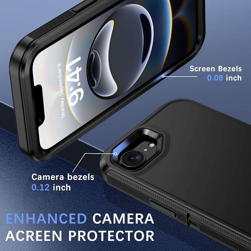 DUEDUE for iPhone 17E/16E Case with Belt Clip Holster, Military Grade Shockproof 3-Layer Heavy Duty Cover Full Body Protective Rugged Phone Cases for Apple iPhone 17E/16E 6.1", Black - Image 6