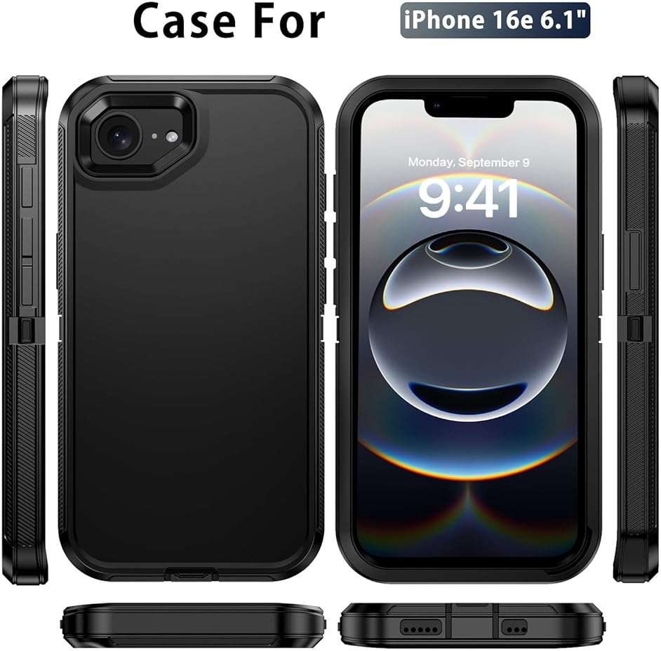 DUEDUE for iPhone 17E/16E Case with Belt Clip Holster, Military Grade Shockproof 3-Layer Heavy Duty Cover Full Body Protective Rugged Phone Cases for Apple iPhone 17E/16E 6.1", Black - Image 8