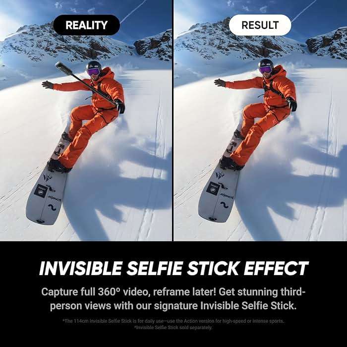 Insta360 X5 - Waterproof 8K 360° Action Camera, Leading Low Light, Invisible Selfie Stick Effect, Rugged and Replaceable Lens, 3-Hour Battery, Built-in Wind Guard, Stabilization, Triple AI Chip Design - Image 4