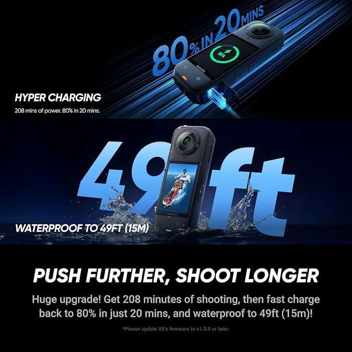 Insta360 X5 - Waterproof 8K 360° Action Camera, Leading Low Light, Invisible Selfie Stick Effect, Rugged and Replaceable Lens, 3-Hour Battery, Built-in Wind Guard, Stabilization, Triple AI Chip Design - Image 9