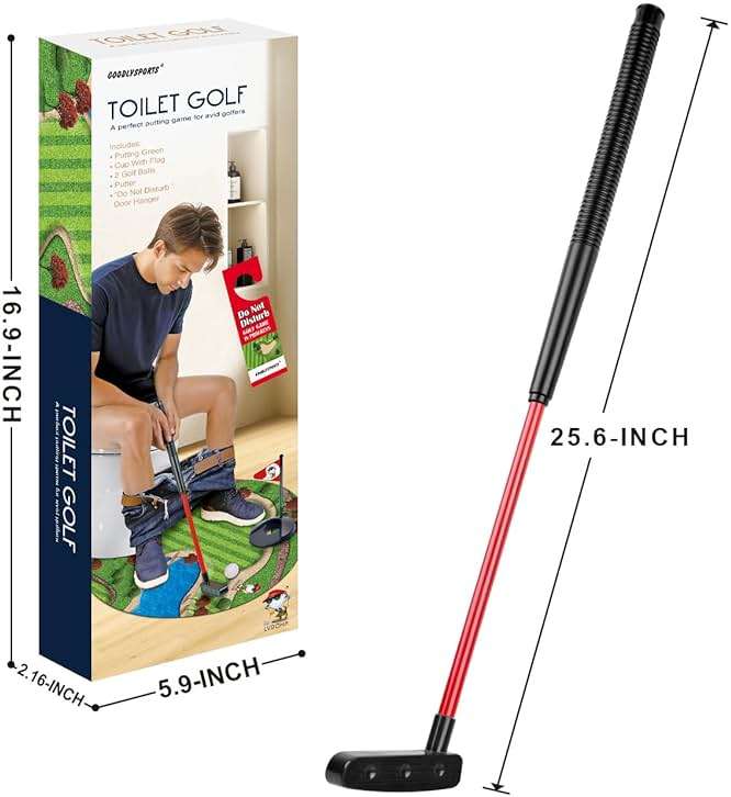 GOODLYSPORTS Toilet Golf, Mini Golf Game - Gag Gifts Funny Adult - Dad Gifts from Daughter, Funny Gift for Men, Adults, Boyfriend, Golfers, Birthday, Christmas - White Elephant Gifts for Adults - Image 7
