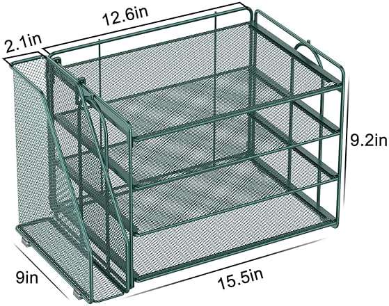 Spacrea Paper Organizer, Desk Organizers and Accessories for Desk with File organizer, Desk Accessories & Workspace Organizers for Catalog & Reference Racks (Dark Green) - Image 3
