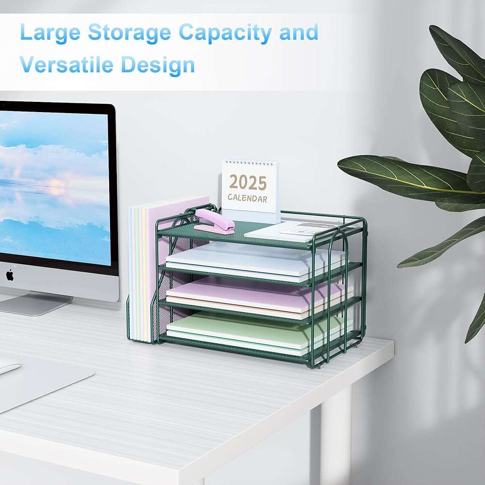 Spacrea Paper Organizer, Desk Organizers and Accessories for Desk with File organizer, Desk Accessories & Workspace Organizers for Catalog & Reference Racks (Dark Green) - Image 7
