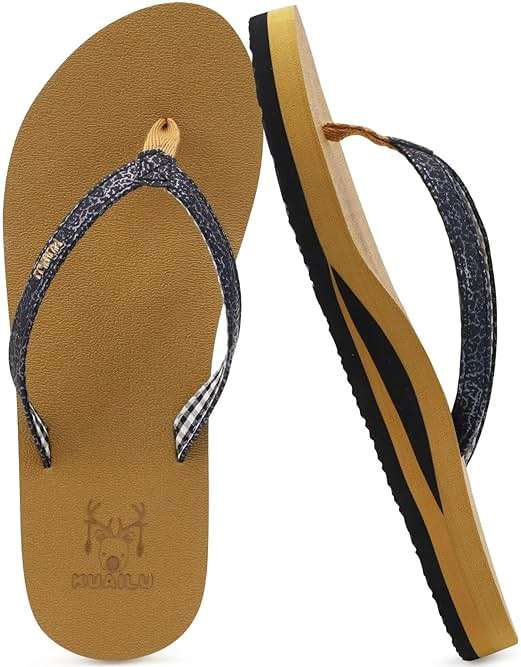 KuaiLu Womens Arch Support Flip Flops Comfortable Yoga Mat Slip on Summer Beach Walking Thong Cushion Sandals - Image 1