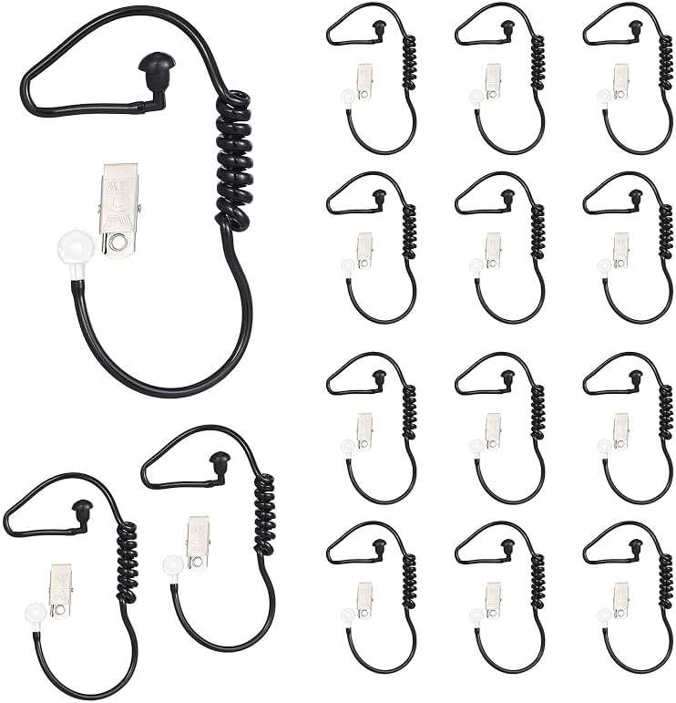 Konohan 15 Pack Security Ear Headset Agent Earpiece Halloween Costume Prop Fake Headset Headphones Cosplay Toy for Kids(Black) - Image 1