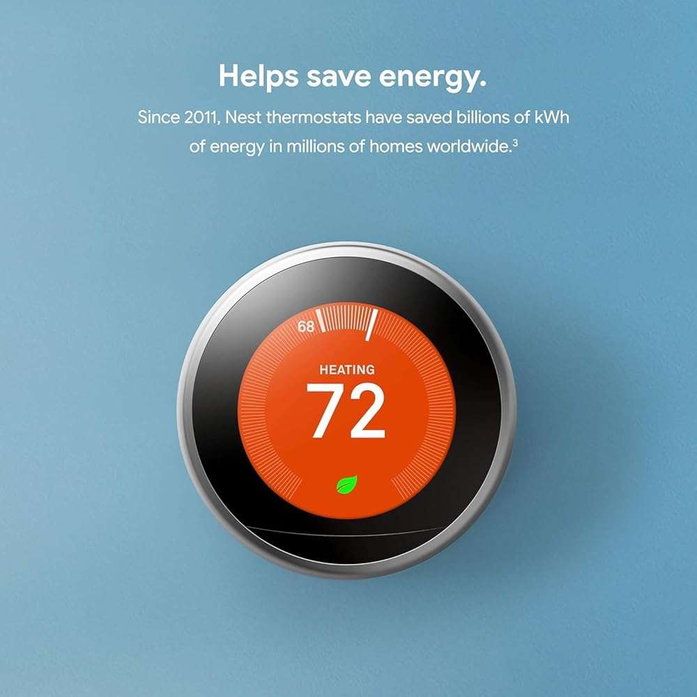 Google Nest Learning Thermostat - 3rd Gen - Programmable Smart Thermostat for Home - Compatible with Alexa (White) - Image 3