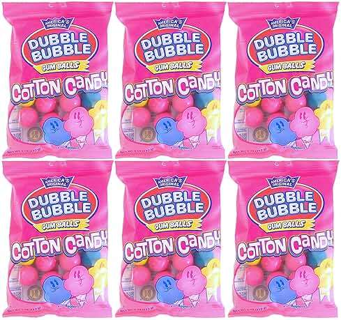 Dubble Bubble Cotton Candy Gumballs – 6 Pack – Blue Raspberry, Cherry & Lemon Flavors, 4 oz per Bag (6) - Image 1